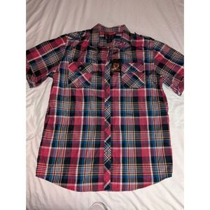 NWT Blac Lacquer Mens XXL Men's Short‎ Sleeve Pink Plaid Button Up Shirt NEW